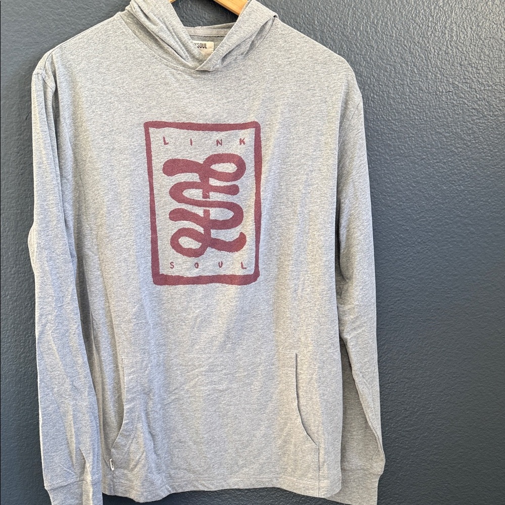 Linksoul Lightweight Gray Hoodie with Red Graphic LS